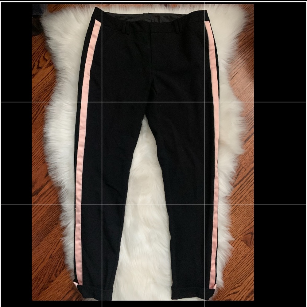 Black with Pink Stripe Skinny Dress Pants